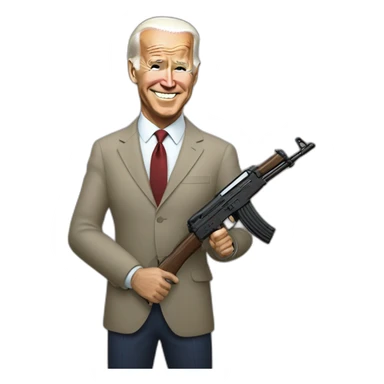 Joe Biden with an AK-47 sticker