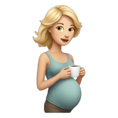 Pregnant white woman with coffee sticker