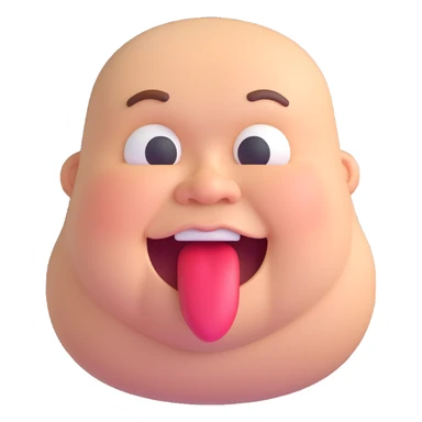 Make the fat man drool all over the ground in 3D emoji style, keeping the same look as the original image. sticker