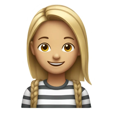 smiling girl in striped shirt  sticker