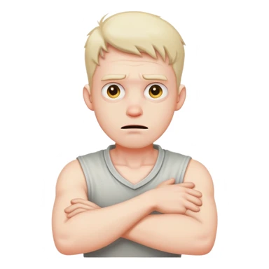 A mad guy crossing his arms on his neck sticker