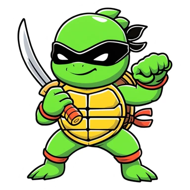 green masked ninja turtle with nunchucks sticker