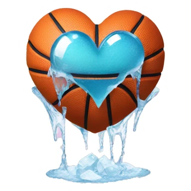 Heart shaped basketball with ice sticker
