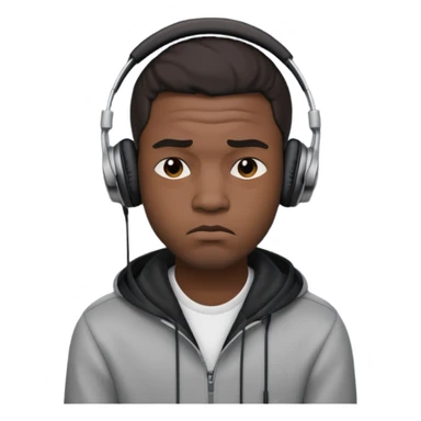 A 25-year-old black man with headphones on and pouting. sticker