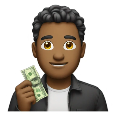 the man holding the money sticker