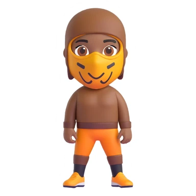 person with brown skin and visible tattoos wearing a Nike ski mask, modern 3D emoji style sticker