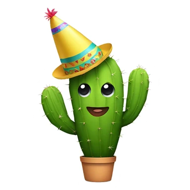 Cactus wearing a party hat sticker