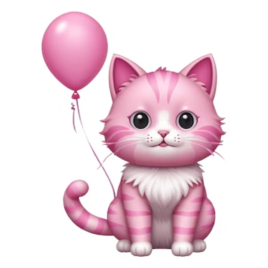 Make a pink cat with a balloon head sticker