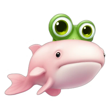 Pink beluga whale with the face of a frog sticker