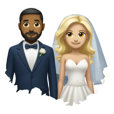 Puerto rican beard short hair with navy blue suit marrying  with blond woman  sticker