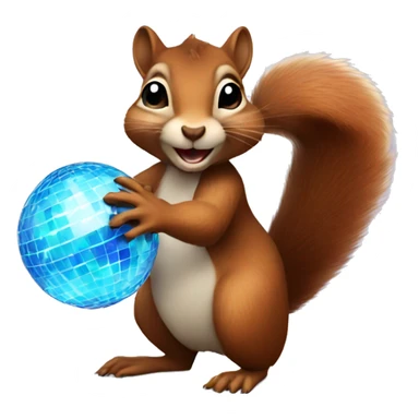 A squirrel holding a disco ball sticker