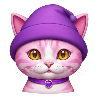Gato rosado con un sombrero morado sticker