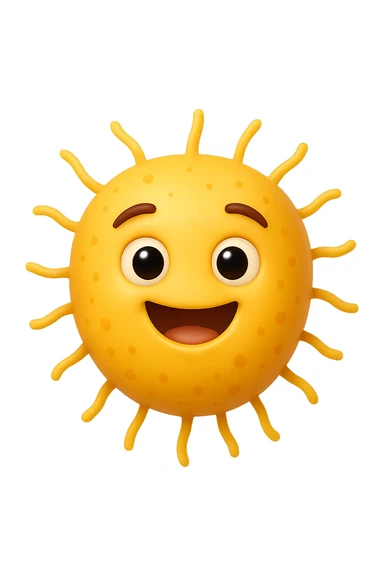 EMOJI STILE IPHONE DI BATTERI INTESTINALI FELICI CHE FLUTTUANO IN ARIA IPERREALISTICO 4K sticker