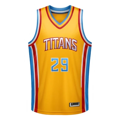 red, yellow, white titans basketball jersey with NO blue accent color sticker
