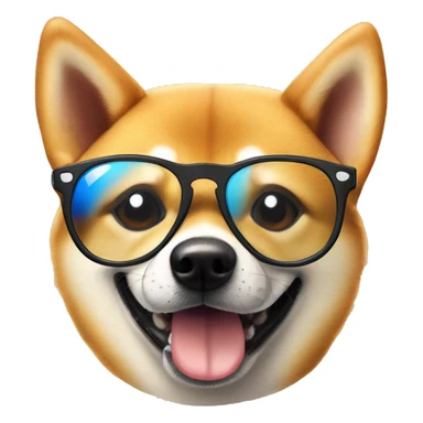 A Shiba Inu wearing cool glasses drinking a Pepsi  sticker