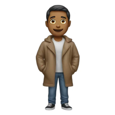 Man with a large open jacket sticker