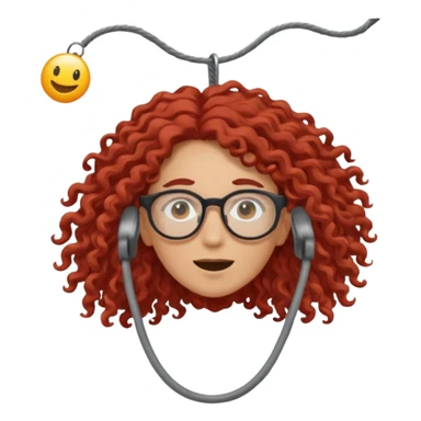 bungee jumping face only with hair flying red long curly hair and glassess sticker