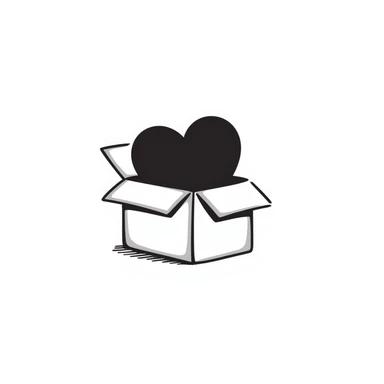 a heart inside a box, hand drawn doodle style sticker