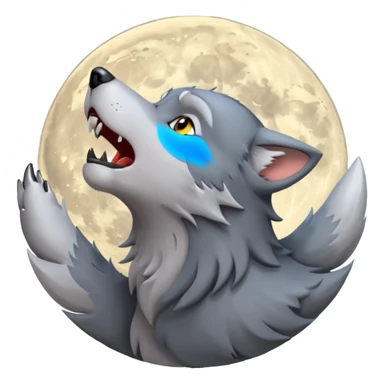 emoji of a howling wolf facing the moon, with its head tilted upward, simple cartoon style 🐺🌕 sticker