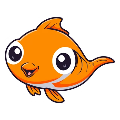 goldfish with big googly eyes and buck teeth, comical expression sticker