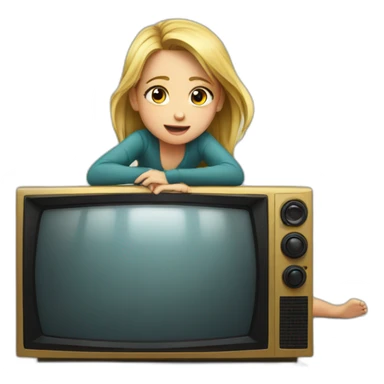 girl crawling out of tv sticker