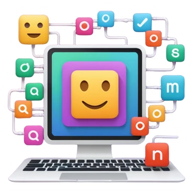 AI webflow on a computer - really complicated, sequences of squares connected to other squares, lines sticker