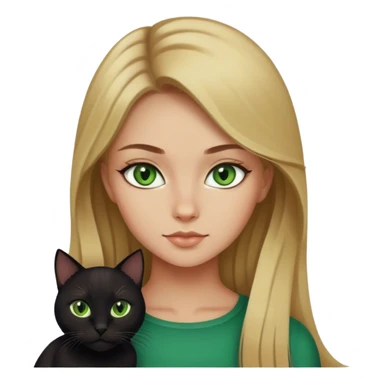 Dark blonde girl with black cat green eyes sticker
