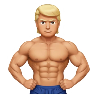 Donald Trump with six pack abs, muscular figure, blonde hair sticker