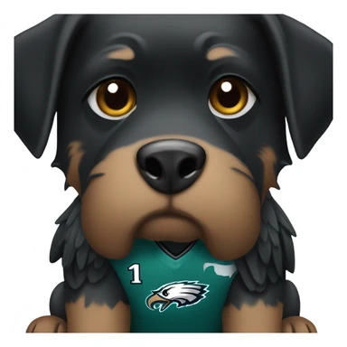 Black dog in eagles jersey sticker