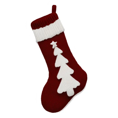 Wine red knit Christmas stocking sticker