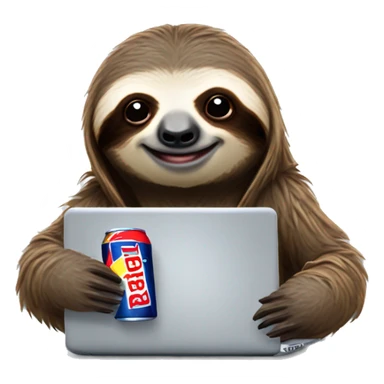 sloth with RedBull can and laptop sticker