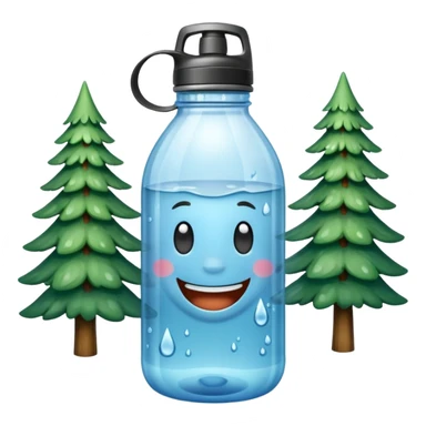 make a water bottle smile in a forests  sticker