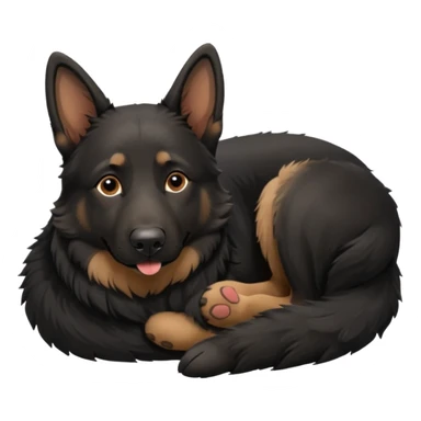 mostly black german shepherd lying on her back sticker