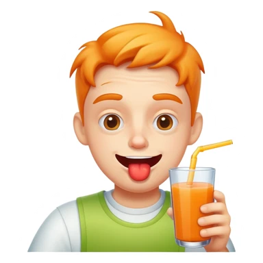 A funny character drinking juice  sticker
