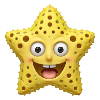 Star face SpongeBob mouth shape open happy sticker