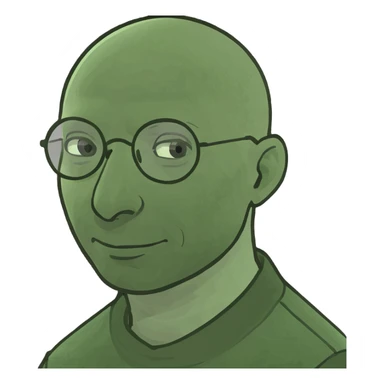 bald blind guy sticker
