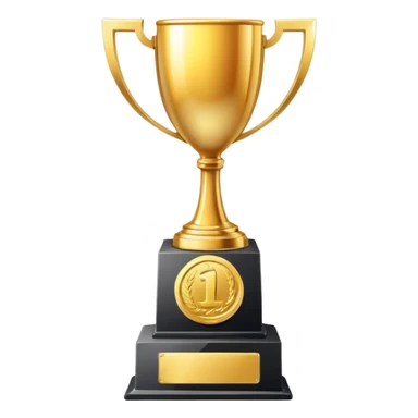 Number one trophy with gold medal sticker