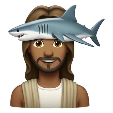 Jesus with shark hat sticker