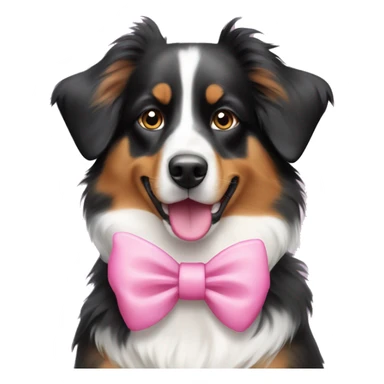 Australian Shepard dog with pink bow collar  sticker