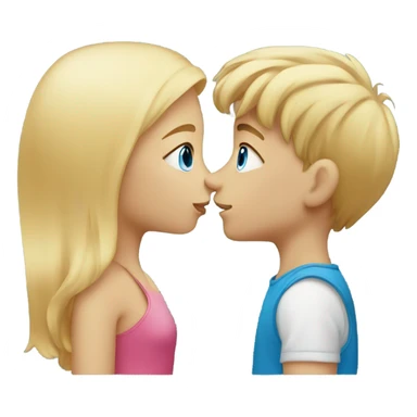 kiss-kiss boy and girl blue eyes and blond hair sticker