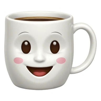 Coffee mug with closed mouth smile sticker