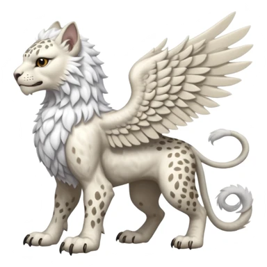 Albino white-furred Gryphon-griffin-snow-leopard-chimera-hybrid, full body sticker