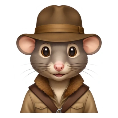Life like rat wearing Indiana jones hat sticker