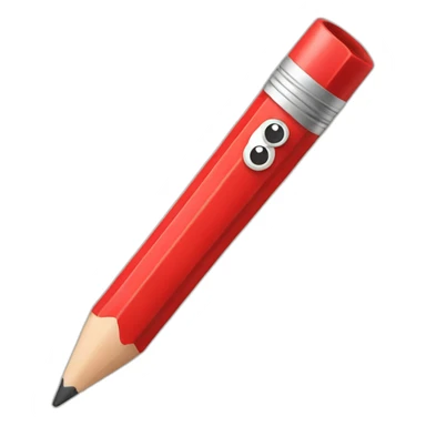 pencil with a red face sticker
