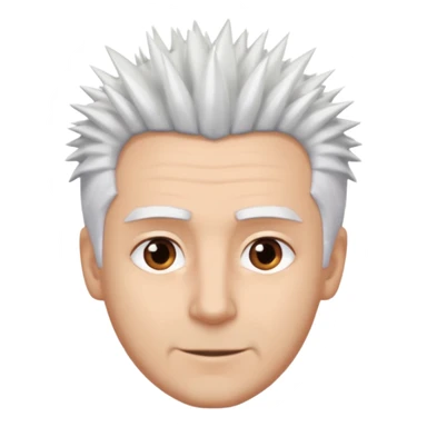 A light-skinned man with spiky white hair, brown eyes, and a slight smile. sticker