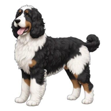 black white f1b bernedoodle slim tall sticker