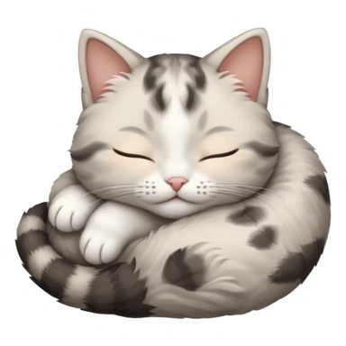 grey and white small cat with eyes closed lying down upside down tightly covering its own face sticker