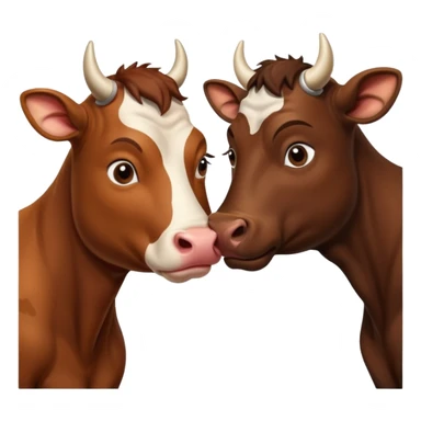 Female cow and male bull kiss sticker