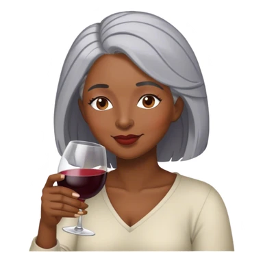 Relaxing black woman with gray hair drinking wine sticker