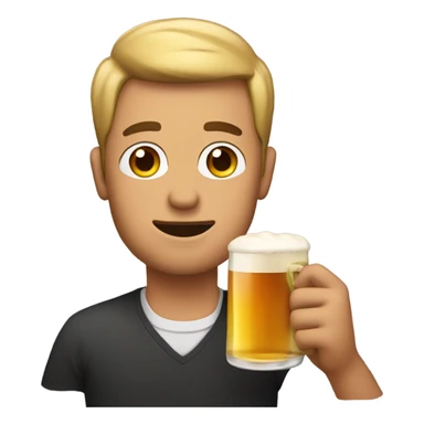 Man looking at a beer glass with heart eyes sticker